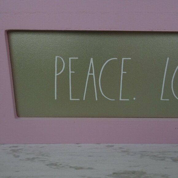 Rae Dunn Pink PEACE LOVE JOY Wooden Sign Farmhouse Holiday Decor 14x5x2 2020 - Picture 4 of 12